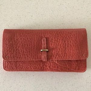 Anthropologie (Pilcro) orange leather wallet